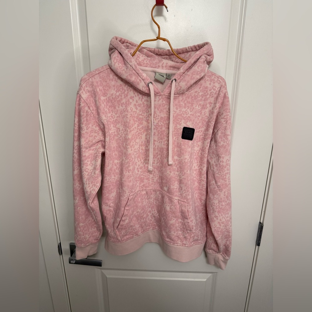Vans Women's Pink Leopard Print Hoodie in size S